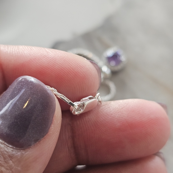 NWOT 925 Silver Amethyst Necklace & Earring Set - Picture 6 of 10